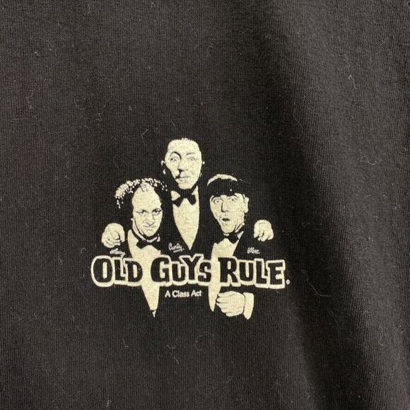 Old Guys Rule Tshirt Mens Large Black Graphic Larry Curly Mo Tee Short Sleeve - Picture 6 of 10